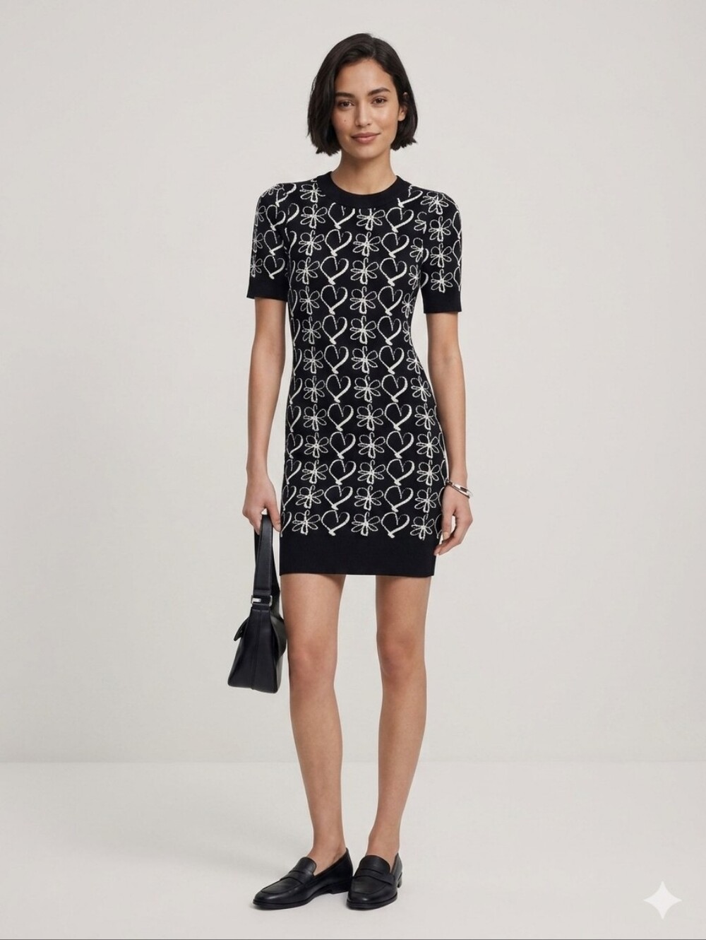 NWOT Desigual x Christian Lacroix Black Knit Mini Dress Monochrome Whimsigoth S